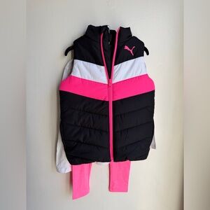Puma Youth 3-piece Vest Set, Pink and Black Girls Size XXS 3/4 New